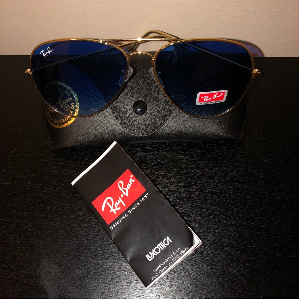 Ray-Ban Aviators Blue FlashSize-62•14,Blue/Gold-Toned Sun Glasses from Luxottica